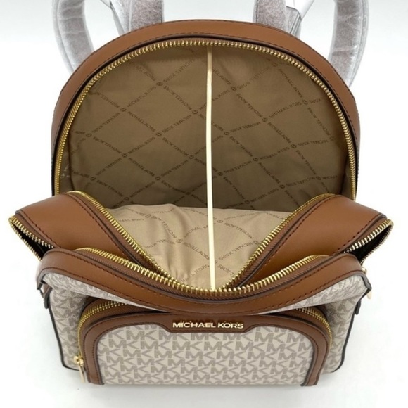 Michael Kors Jaycee Medium Zip Packet Backpack Vanilla/Brown - Picture 7 of 11